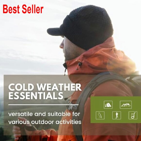 Merino Wool Beanie with Visor Bill Cable Knit Newsboy Hat Winter Warm - Picture 7 of 8